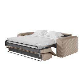 Canapé Convertible Couchage 140x190cm Matelas 17cm Velours Taupe