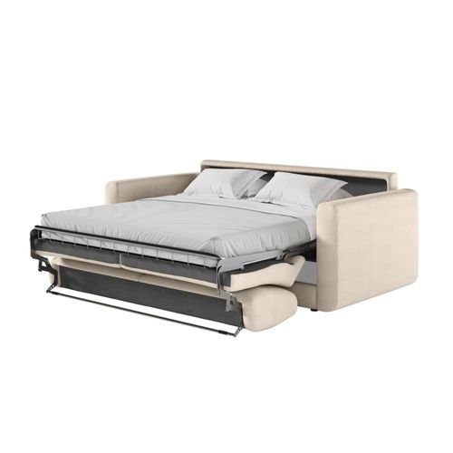 Canapé Convertible Couchage 140x190cm - Matelas 17cm - Velours Beige