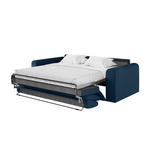 Canapé Convertible Couchage 160x190cm Matelas 13cm Tissu - Bleu Foncé