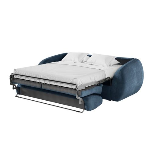 Canapé Convertible Couchage 140x190cm - Matelas 13cm - Tissu Bleu