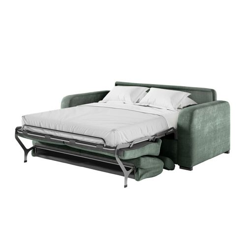Canapé Convertible Couchage 160x190cm En Tissu Chenille Vert