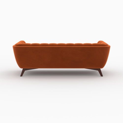 Ensemble Canapé Et Fauteuil En Velours Orange 4 Places