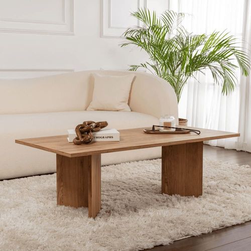 Table Basse Avec Plateau Rectangulaire L119 Cm - Effet Pin Atlantique