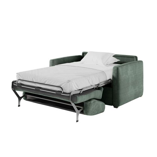 Fauteuil Convertible Couchage 100x190cm Tissu Vert Matelas 13cm