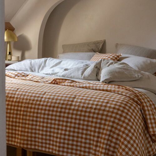 Plaid Matelassé En Coton Et Lin Curcuma 110x230cm