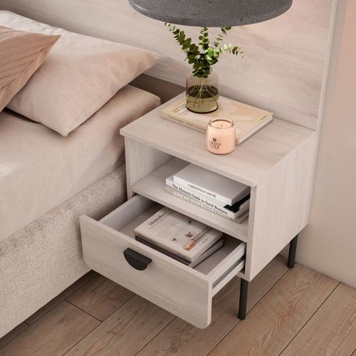 Table De Chevet 1 Tiroir Blanc 55×40×34 Cm