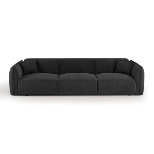 Canapé 4 Places 4 Places En Tissu Tramé Toucher Doux Anthracite Foncé