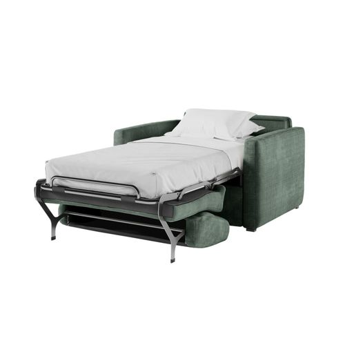 Fauteuil Convertible Couchage 70x190cm Tissu Vert Matelas 13cm