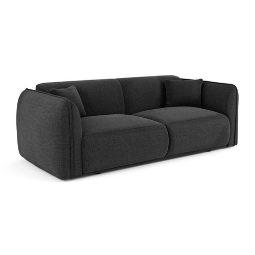Canapé 3 Places 3 Places En Tissu Tramé Toucher Doux Anthracite Foncé
