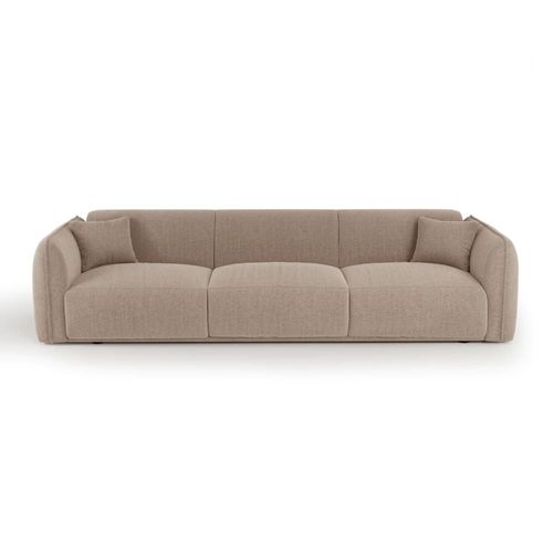 Canapé 4 Places 4 Places En Tissu Tramé Toucher Doux Taupe