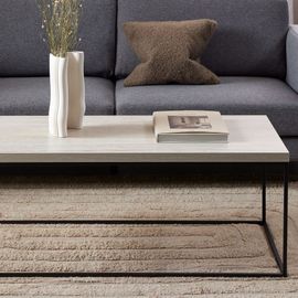 Table Basse En Effet Travertin Et Métal 110x50cm - Beige