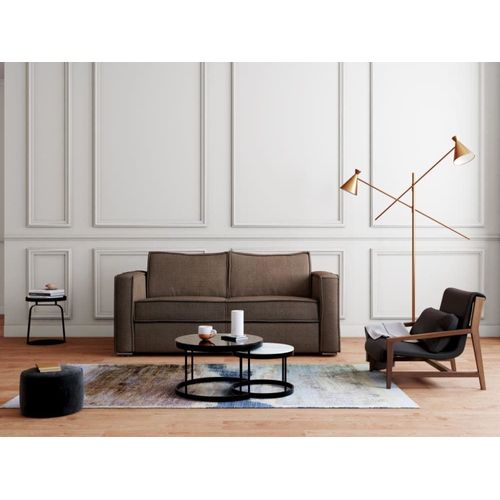 Canapé Convertible Velours Marron Avec Matelas 14 Cm