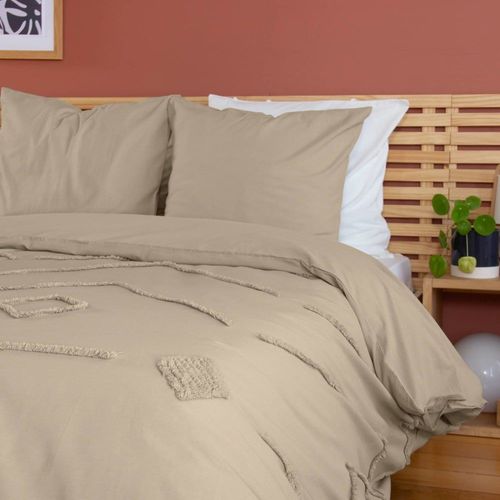 Parure De Lit Coton Lavé 2 Places Rose Poudré 260 X 240 Cm