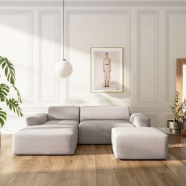 Canapé D'angle En Polyester Gris Cendré