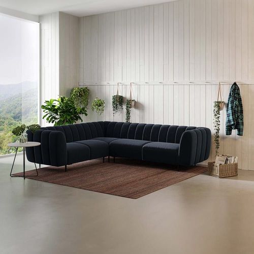 Canapé D'angle Gauche Bleu Marine
