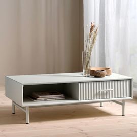 Table Basse 1 Tiroir 1 Niche 120 Cm Bois Strié