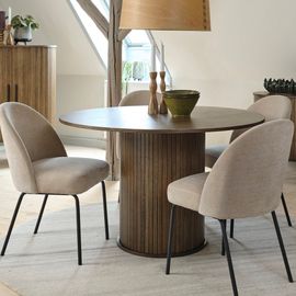 Table À Manger Ronde Ø120 Cm Bois Foncé