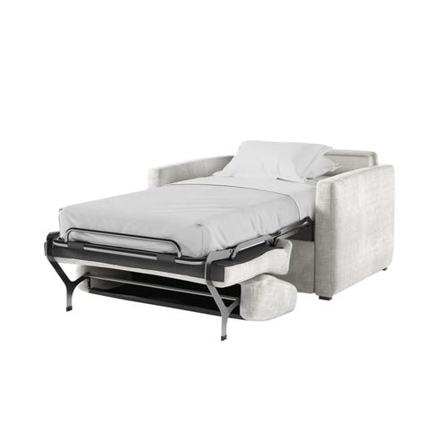 Fauteuil Convertible Couchage 70x190cm Tissu Beige Matelas 13cm