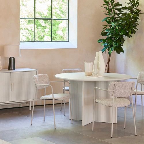 Table À Manger Ronde Ø110 Cm Bois Strié