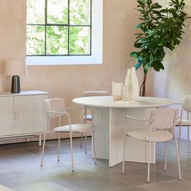 Table À Manger Ronde Ø110 Cm Bois Strié