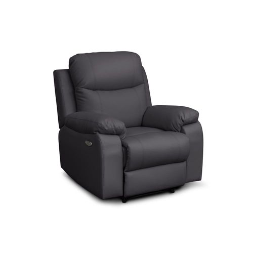 Fauteuil De Relaxation Électrique En Tissu Imitation Cuir - Gris Foncé