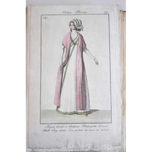 Estampe Des "Costumes Parisiens" De 1797 - Planche N° 4 : Toquet Froncé (...)