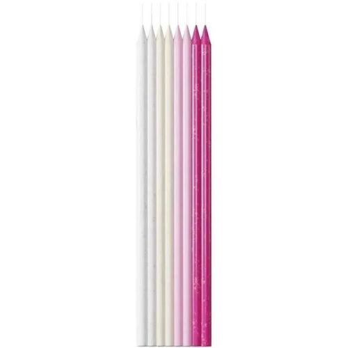 P'TIT Clown re22579 - Lot de 24 grandes bougies bobèche rose