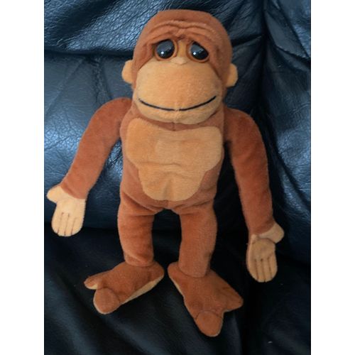 Doudou peluche singe marron pieds et mains aimanté 21cm