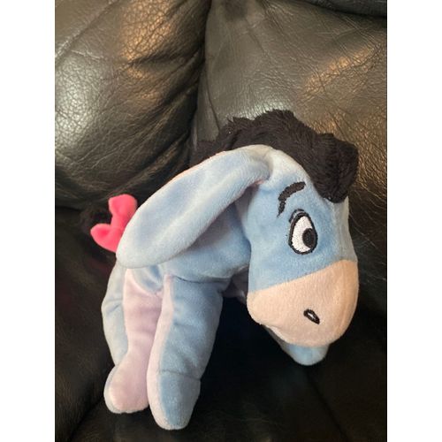 Doudou peluche âne bourriquet bleu et rose 14cm