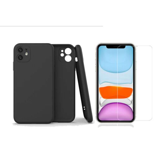 Coque Silicone Pour iPhone 11 Couleur Noir Protection Objectif Appareil Photo + Verre Trempe Protection Ecran Little Boutik®