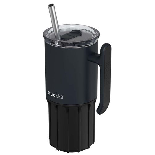 Bouteille Isotherme 720ml Modèle Umi Avec Paille Intégrée Et Poignée Quokka Noir