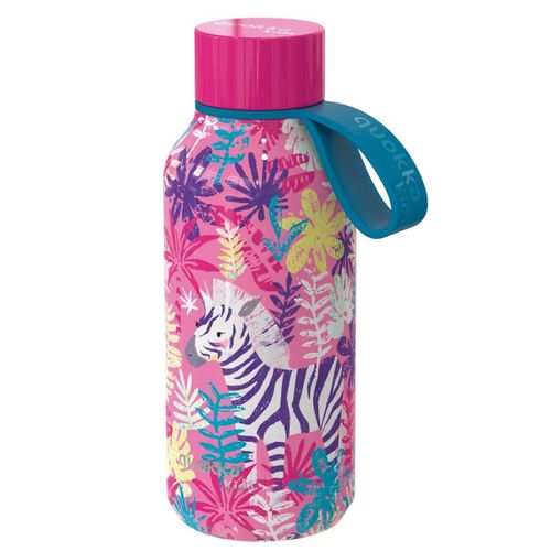 Bouteille Isotherme 330ml Modèle Solid Kids Avec Sangle Et Motif Zèbre Quokka Rose