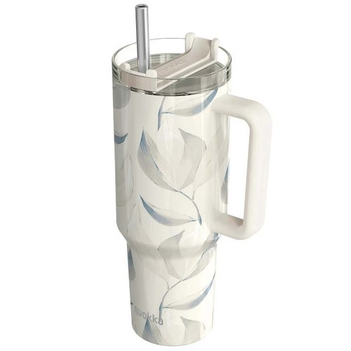 Gobelet Isotherme 1200 Ml Avec Paille Au Décor Feuillage Coton Quokka Blanc