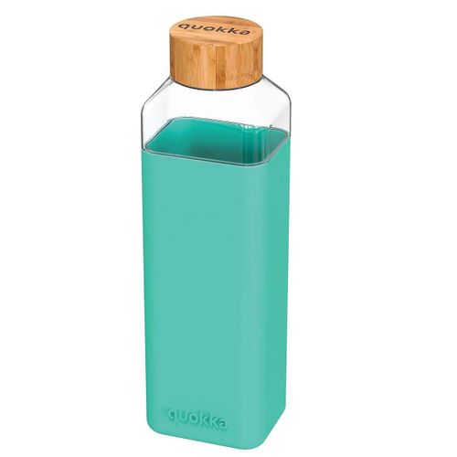 Bouteille Carrée 700 Ml Avec Bouchon À Vis En Bambou Quokka Turquoise