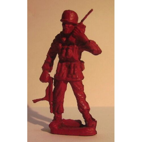 Figurine Soldat - 2 Éme Guerre Mondiale - Infanterie Américaine- Radio / Communications - Monochrome Rouge