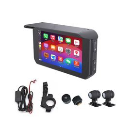 GPS Portable Sans Fil CarPlay 5 Pouces Pour Moto, Enregistreur De Conduite Etanche, Carte Mémoire 128 Go