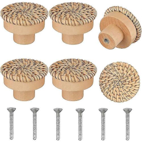 Boho En Rotin Commode Boutons Ronds Vis Compatibles Boho Meubles Boutons 6pcs