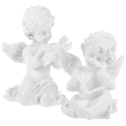 2pcs Salon Ange Décoration Jardin Décor Ange Figurine Résine Artisanat Ange Ornement