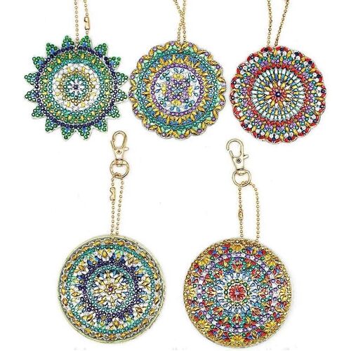 Porte-Clés De Kit De Peinture Au Diamant 5d,5 Pièces Bricolage Fait À La Main Entièrement En Diamant Peinture Accessoires Décoratifs