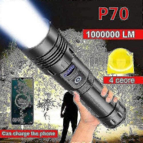 Lampe Torche Tactique Led Ultra-Lumineuse De 1 000 000 Lumens, Rechargeable.