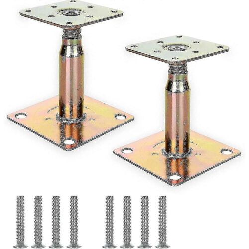 2pcs 100-150mm Galvanisé Support De Base De Poteau Surélevé Réglable,Bâtiment Compatible Avec Le Support De Toit Robuste - Or Jnnjv-P