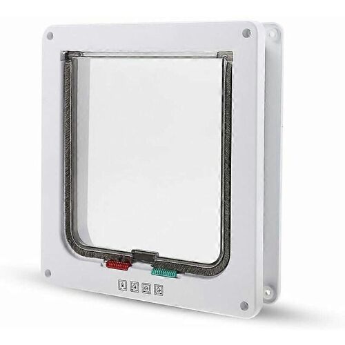 Promotion D'hiver,Chatière Pour Grande Chatière Pour Chat Chiens Chat Piège À Chat 4 Positions Serrure Facile À Installerl (Paquet De 1) Blanc