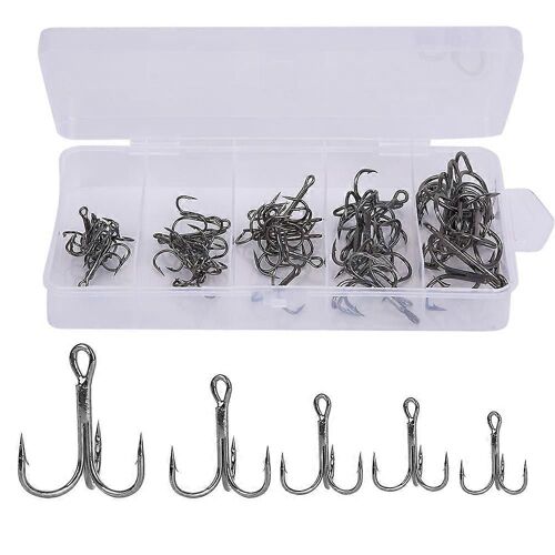 50 Pcs Hameçons De Pêche Hameçon Triple Aiguisé Barbelé Haute Résistance Kit D'accessoires D'hameçon En Métal