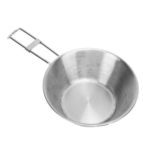 Tasse De Camping En Acier Inoxydable Tasse De Randonnée À Large Ouverture Avec Poignée Pliable Pour L'équipement De Vaisselle De Camping