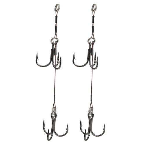 2 Ensemble D'hameçon De Pêche Leurre Appât Double Hameçon Aiguisé En Acier Au Carbone Pour Accessoire De Pêche