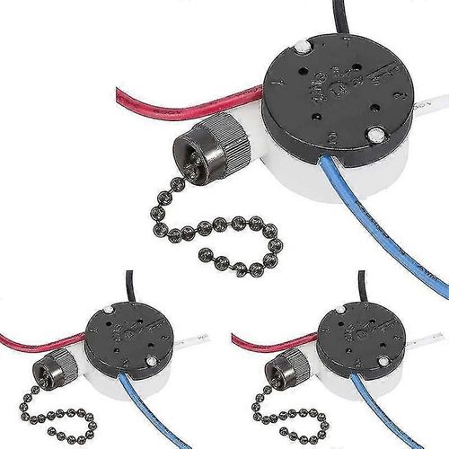 3pcs Ventilateur de plafond Interrupteur Oreille Ze-208s E89885 3 Vitesse 4 Fil Tirer Chaîne Interrupteur Ventilateur Interrupteur Lumière Replac