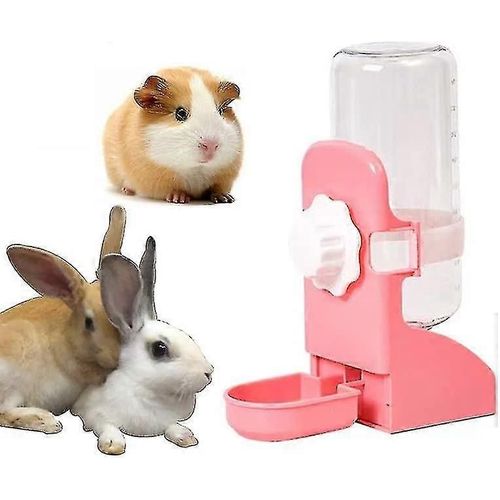 Bouteille D'eau Pour Lapin,Bouteille D'eau Pour Cochon D'inde,Distributeur Automatique De Fontaine Suspendue De 17 Oz,Bol D'eau Sans Goutte Pour Cage (Rose)