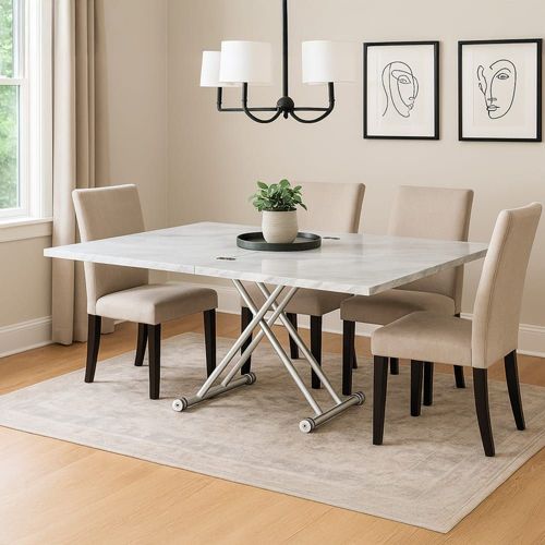 Table Basse Relevable Xl Effet Marbre