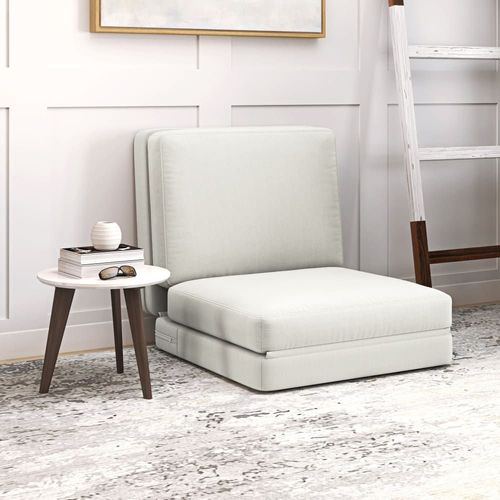 Canapé Convertible 1 Place Pliable Velours Crème