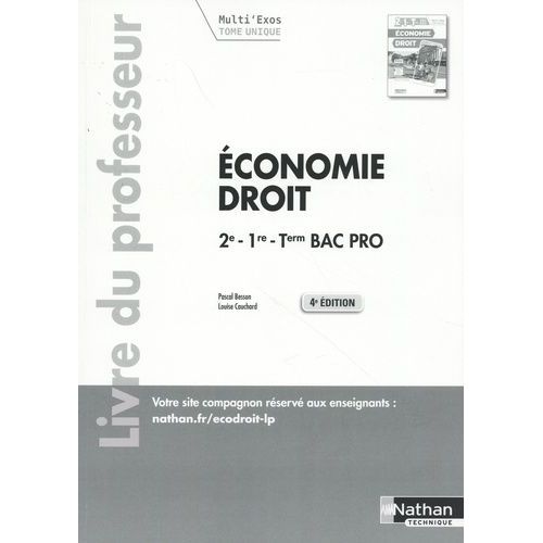 Economie-Droit 2de/1re/Tle Bac Pro - Livre Du Professeur